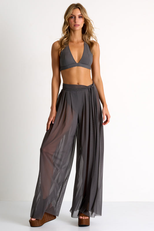 Mesh Pants with Tie-Knot Detail