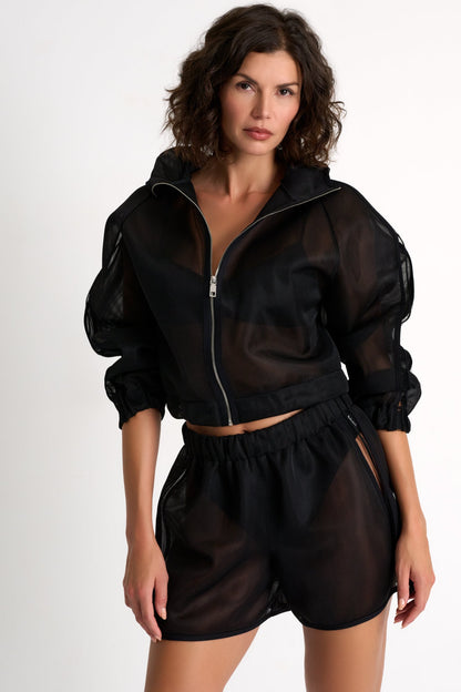 3D Mesh Bomber Jacket