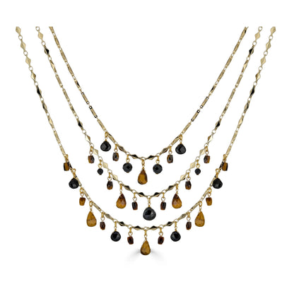Tigers Eye and Black Spinel Bib Necklace