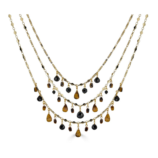 Tigers Eye and Black Spinel Bib Necklace