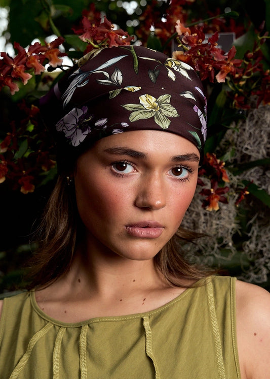Orchid Symphony Silk Bandana Scarf