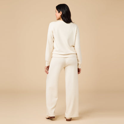 Women's Boat Neck Top & Pintuck Pant Lounge Set
