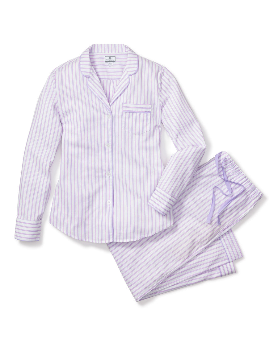 Petite Plume - Lavender French Ticking Pajama Set, available at LaSource in Darien