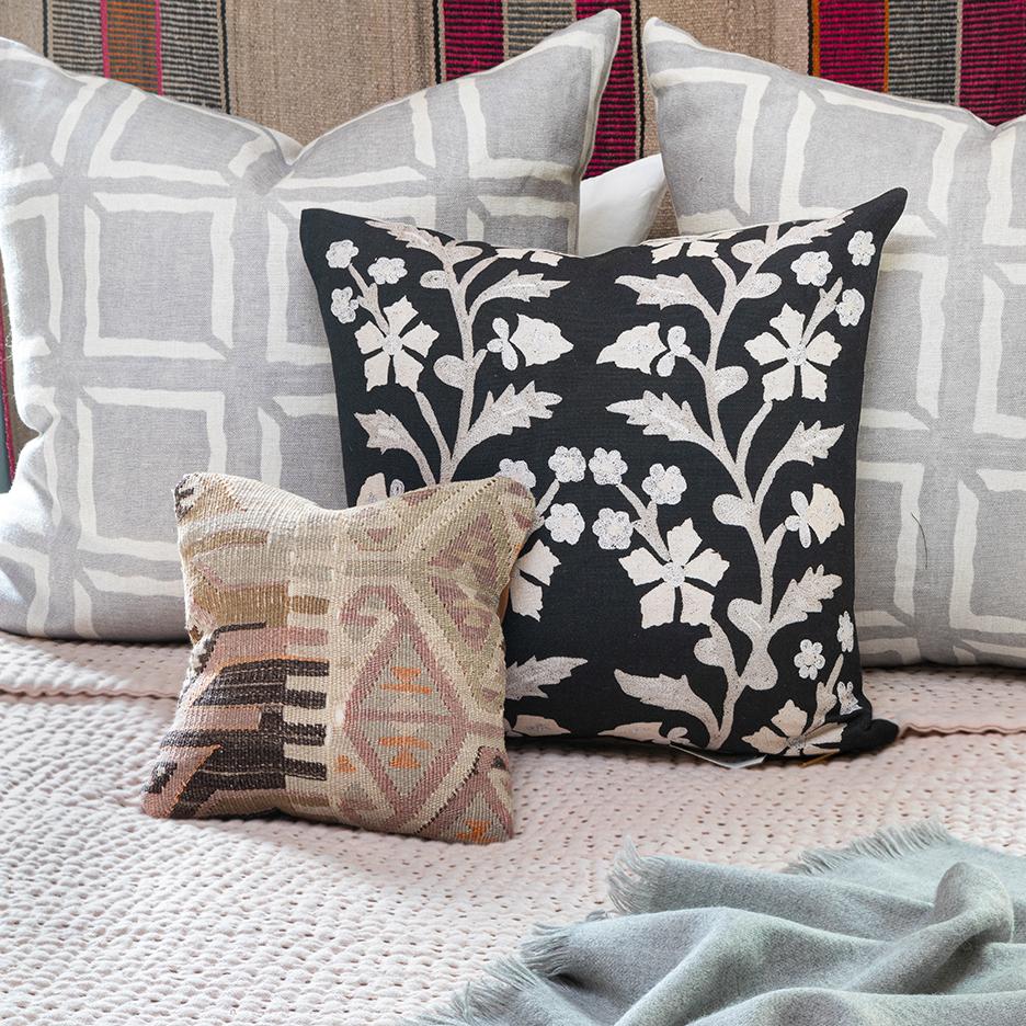 Black Tree of Life Suzani Pillow