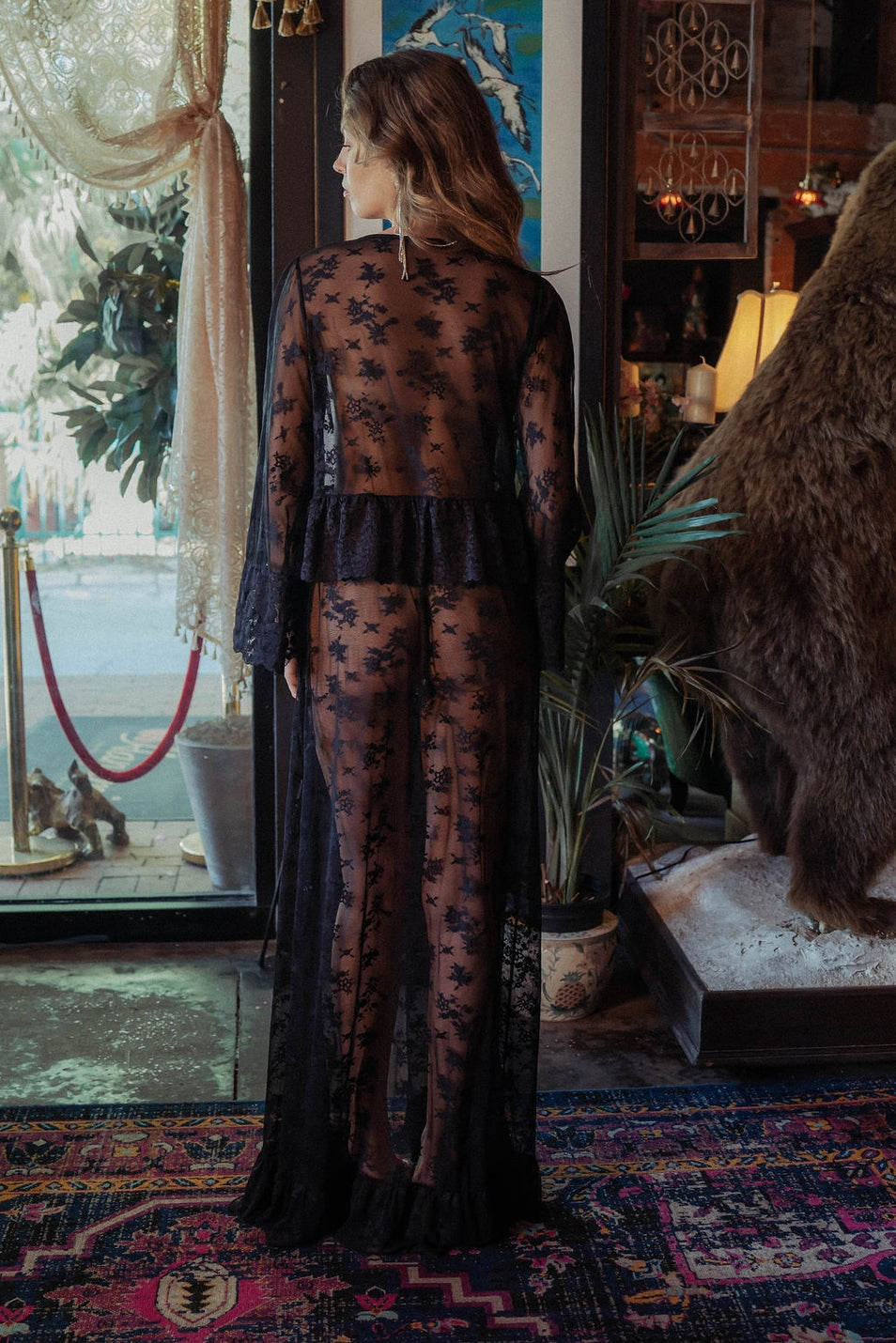 Mixed Lace Maxi Robe