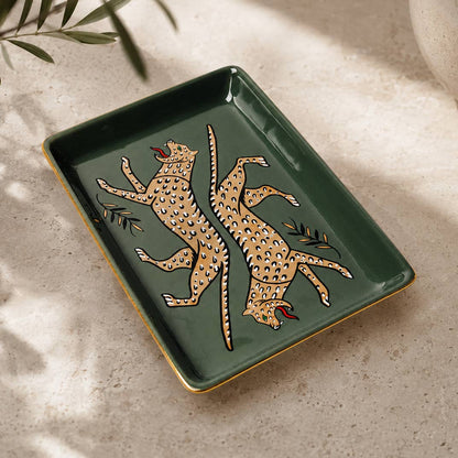 Duo Leopard Ceramic Tray