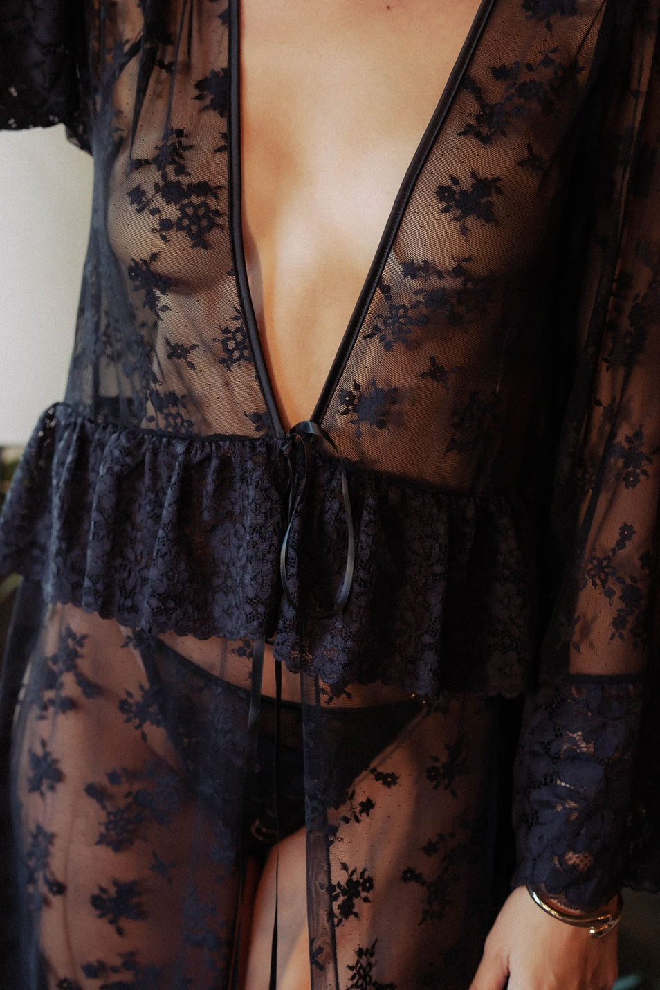 Mixed Lace Maxi Robe