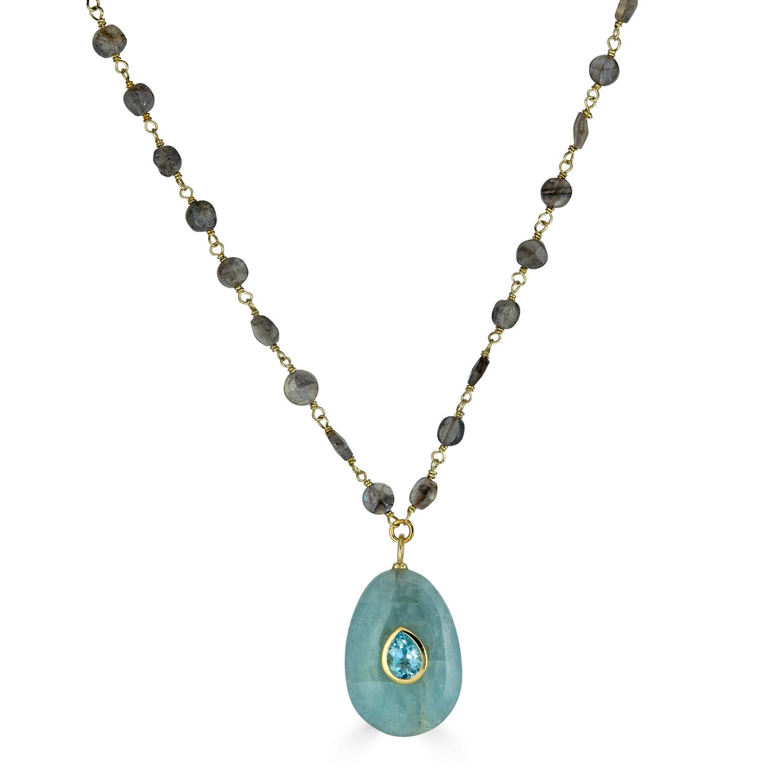Labradorite and Aquamarine Pendant Necklace