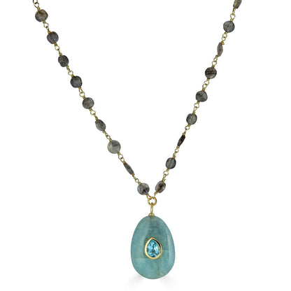 Labradorite and Aquamarine Pendant Necklace