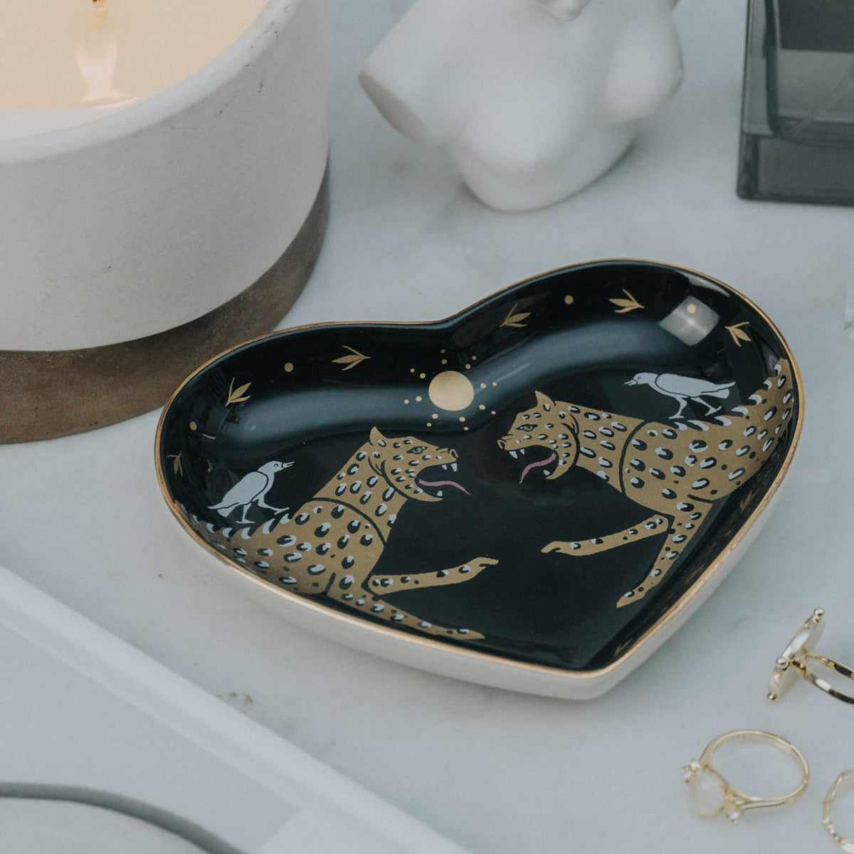 Leopard Horizon Ceramic Heart Dish