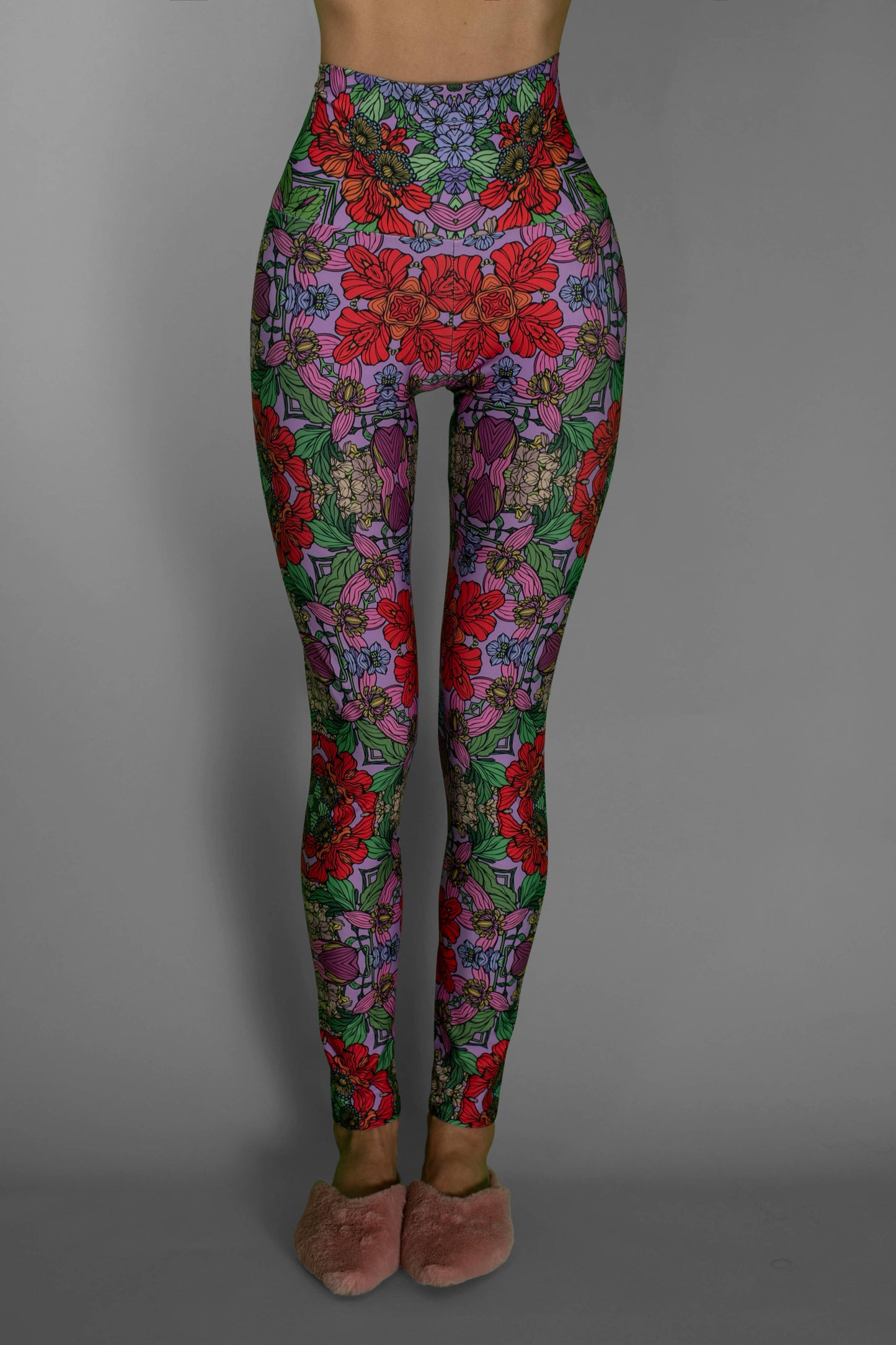 Red Floral Garden Leggings