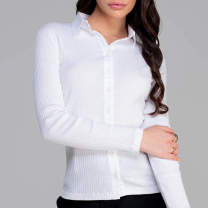 Long Sleeve Ribbed Cotton Shirt