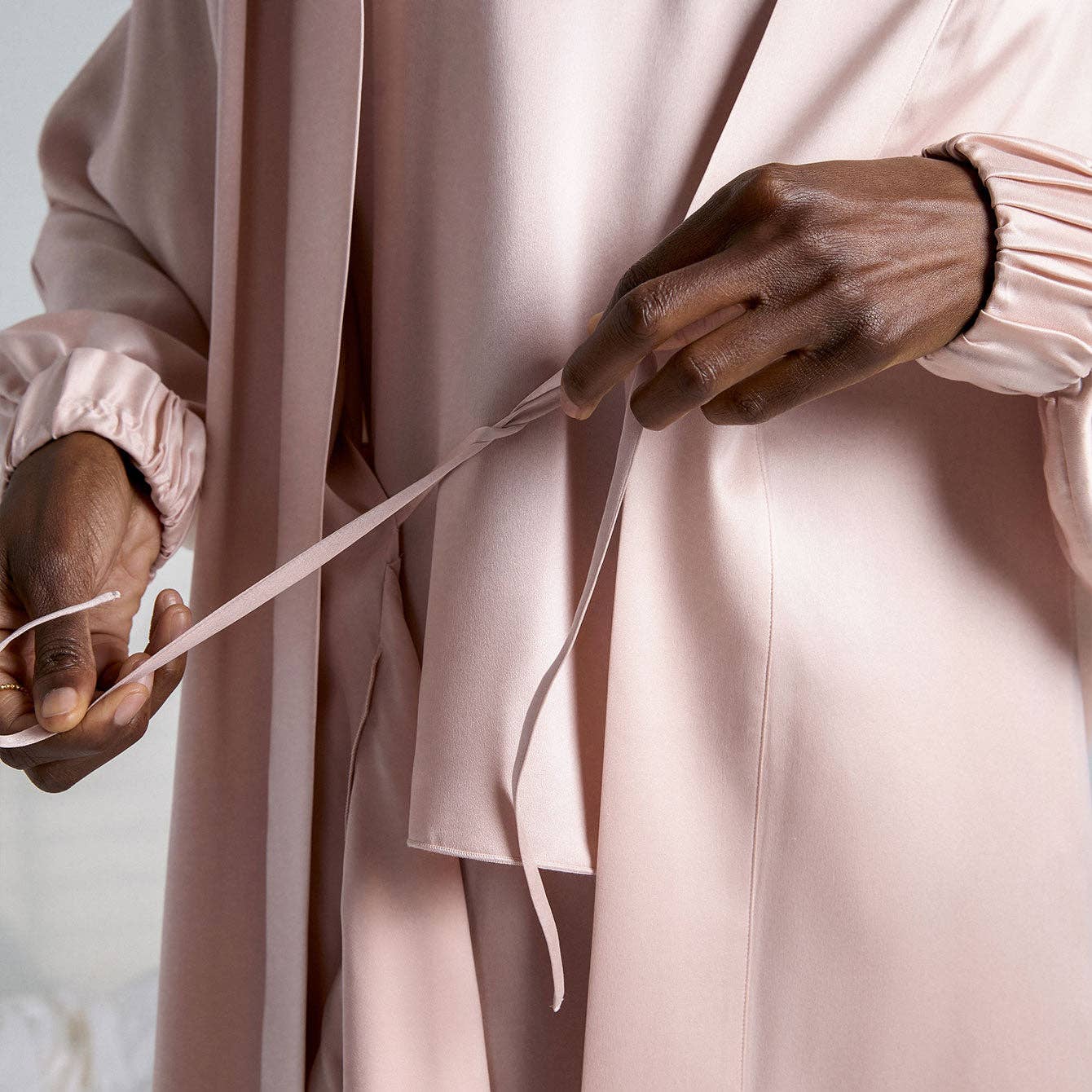 Lunya - Washable Silk Robe in Delicate Pink, available at LaSource in Darien.