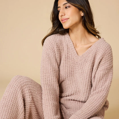 Marshmallow Waffle V-Neck Lounge Set