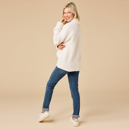 Waffle Marshmallow Cocoon Cardigan