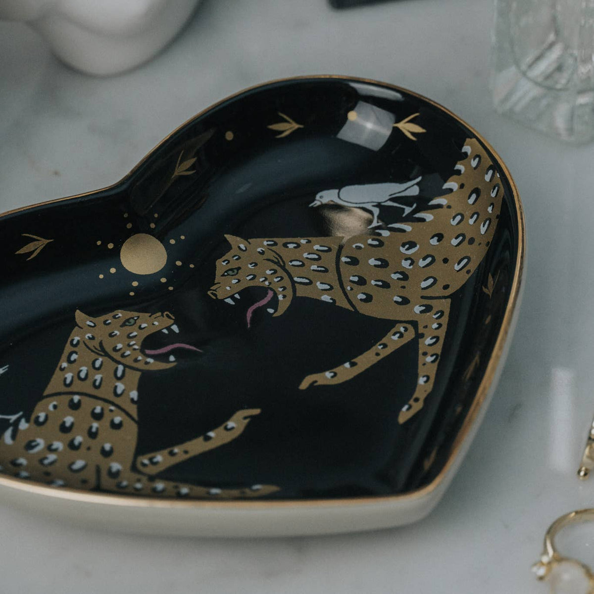 Leopard Horizon Ceramic Heart Dish