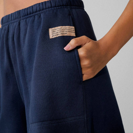 Lunya Silksweats™ Reversible Short in Deep Blue, available at LaSource in Darien.