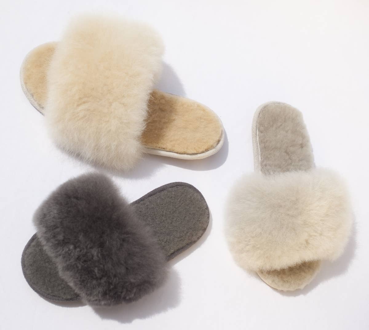 Alpaca Fur Slides - Steel