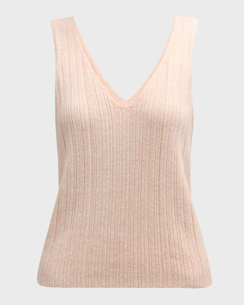  Eberjey - Infinite Organic Cotton Blend Sweater Rib V-Neck Tank in Peach Parfait, available at LaSource in Darien.