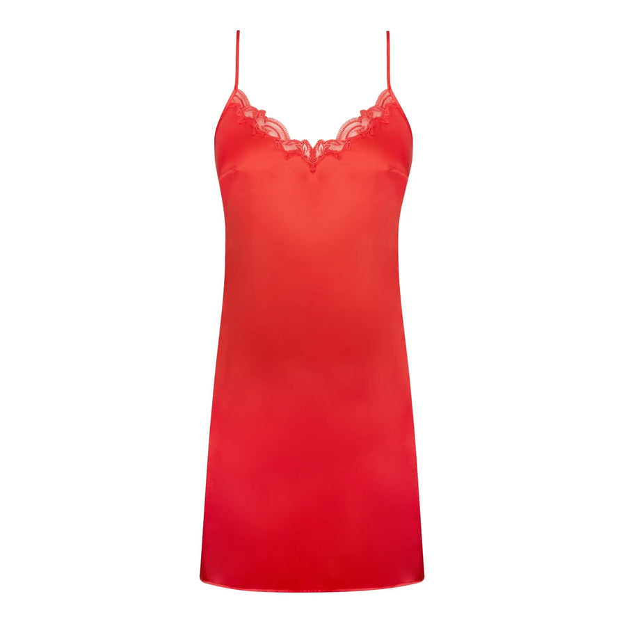 Lise Charmel's short seduction baby doll chemise in hibiscus, available at LaSource in Darien.