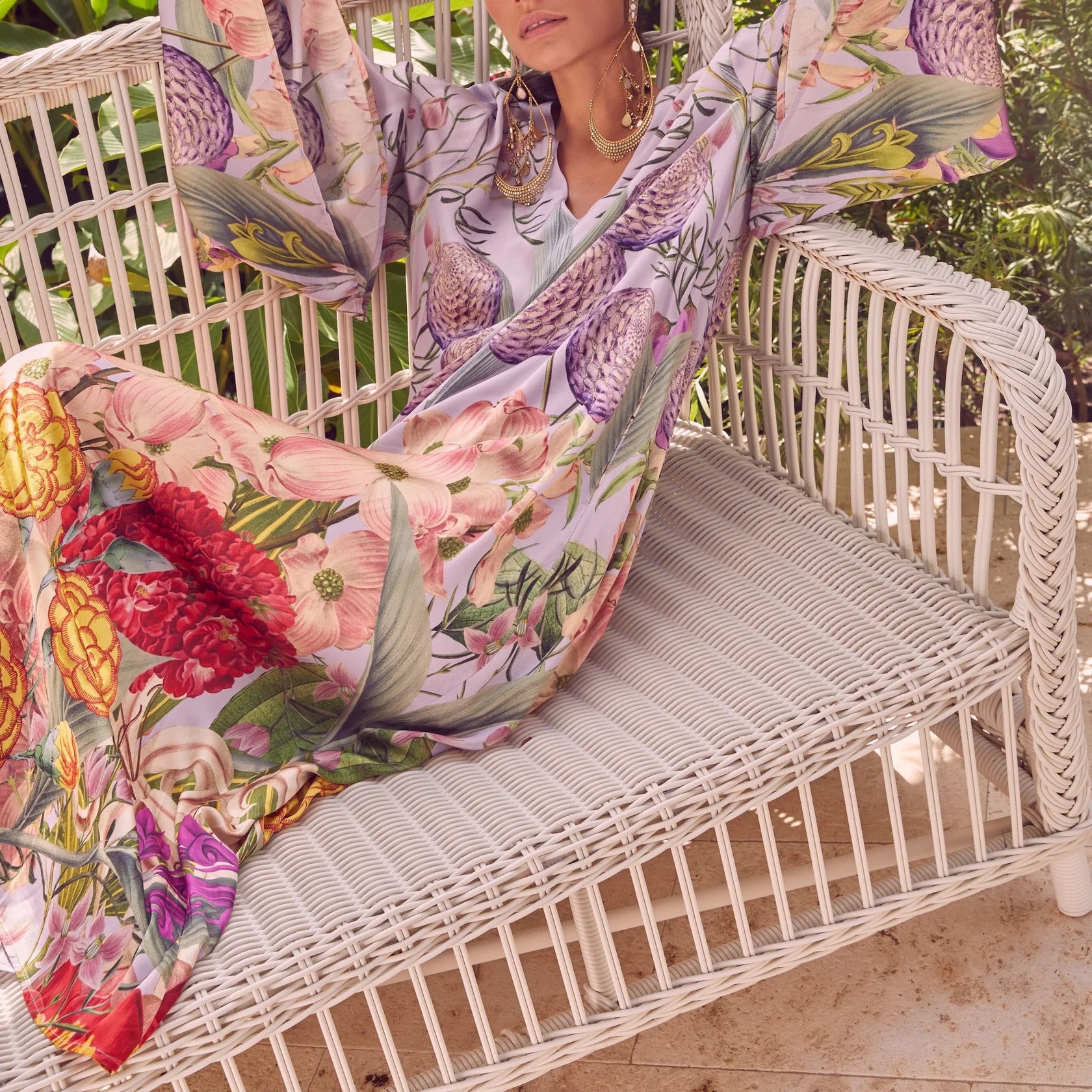 Carolina K Lena Kaftan in Floral Lilac available at LaSource in Darien