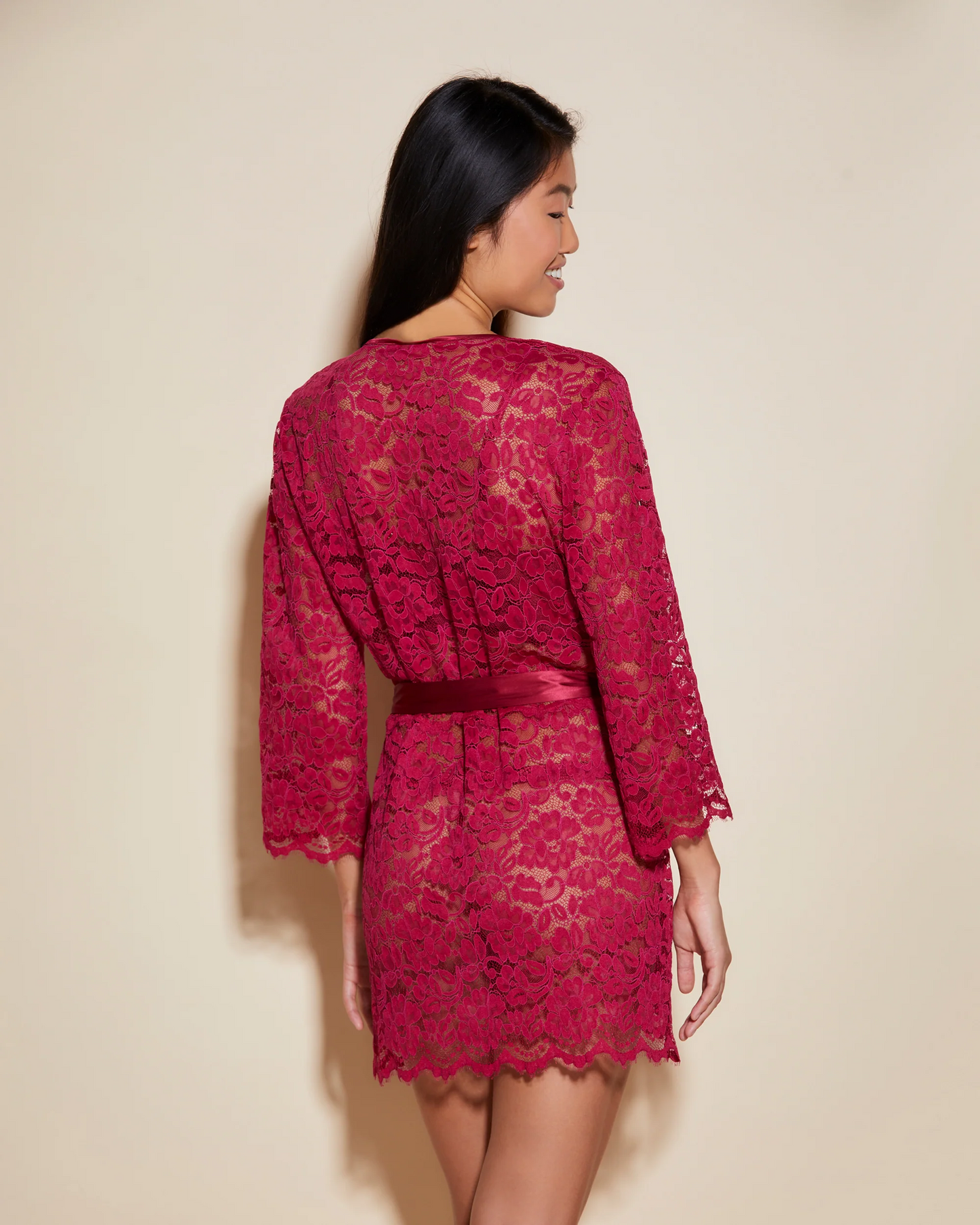 Cosabella Magnolia Robe in Sindoor Red, available at LaSource in Darien