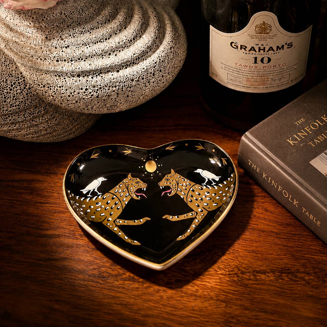 Leopard Horizon Ceramic Heart Dish
