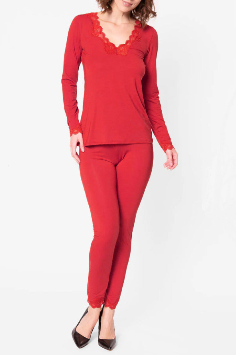   Antigel - Simply Perfect Pajama Legging in Red, available at LaSource in Darien