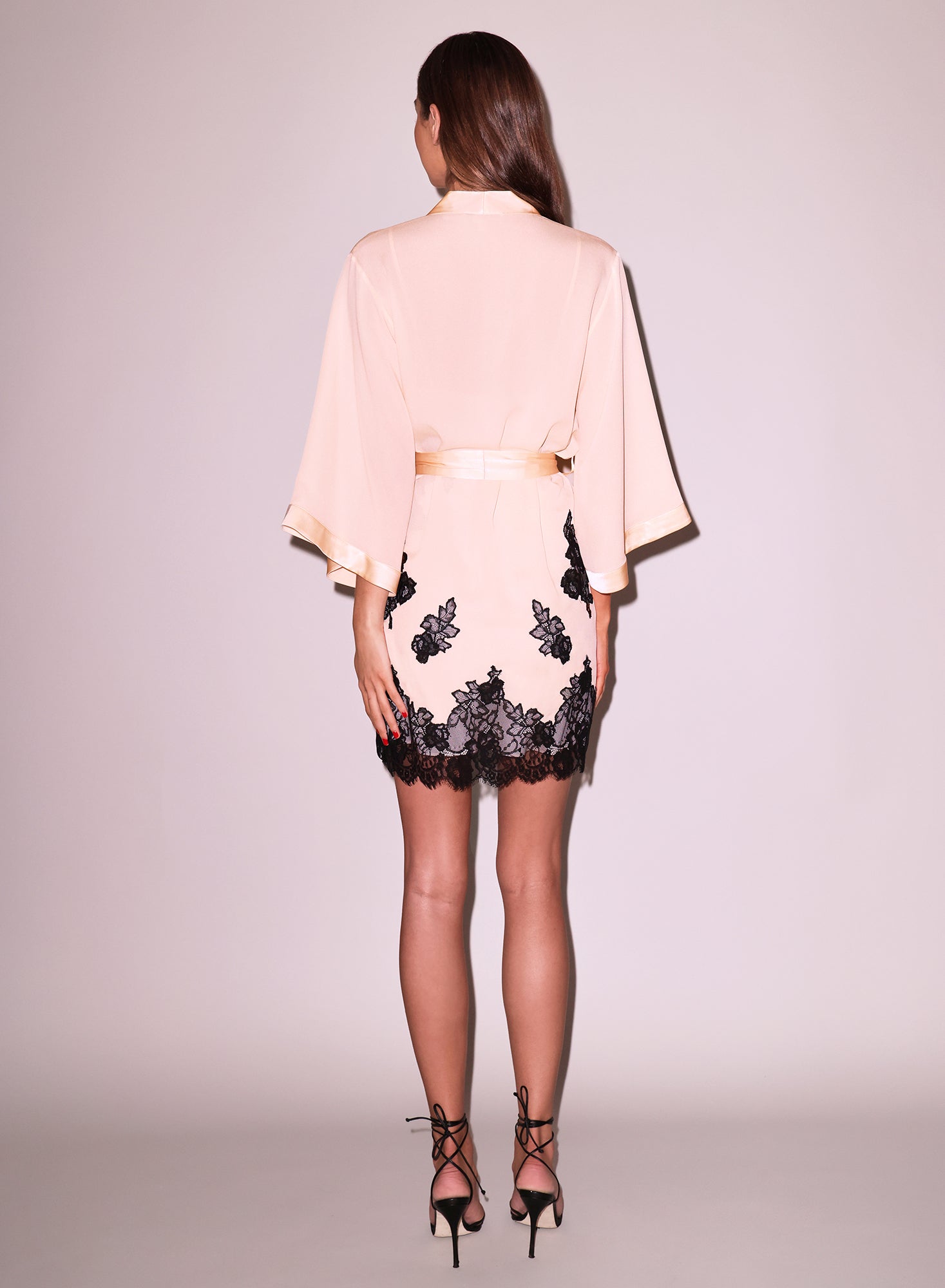 Fleur Du Mal’s Lace Applique Robe in Honey Peach, available at LaSource in Darien and LaSource in New Canaan. 