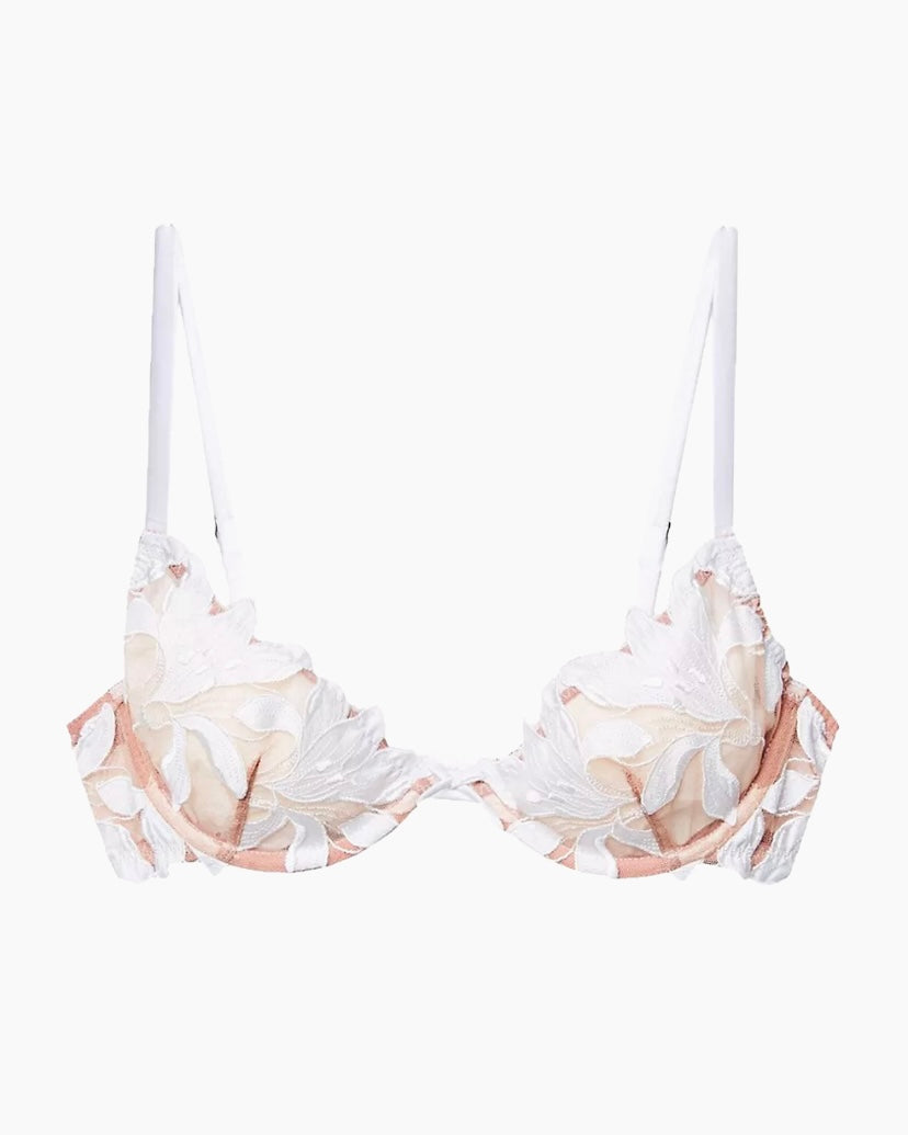 Fleur Du Mal Fuller Cup Lily Plunge Demi Bra in Ivory at LaSource