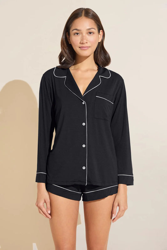 Eberjey - Gisele Tencel Modal LS Short PJ Set in black/sorbet, available at LaSource in Darien