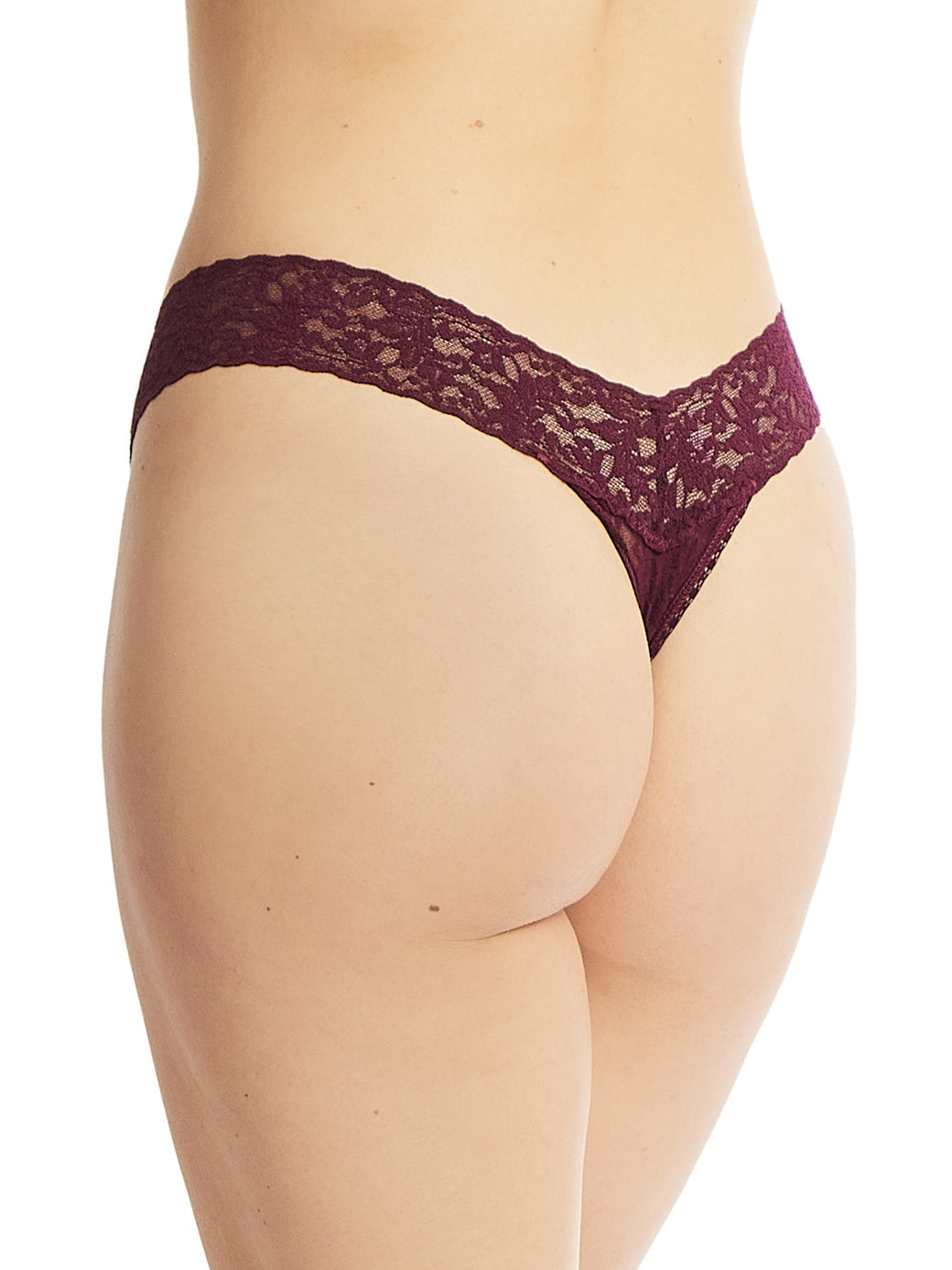 Hanky Panky Signature Lace Low-rise Thong in Dried Cherry Red, available at LaSource in Darien