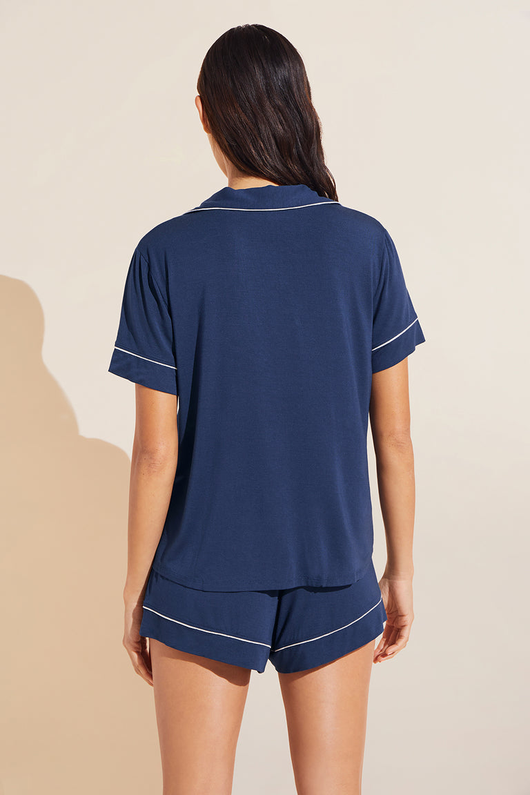 Eberjey Gisele Shortie PJ Set in navy/ivory, available at LaSource in Darien