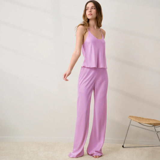 Washable silk sleepwear styled for a luxurious hotel stay