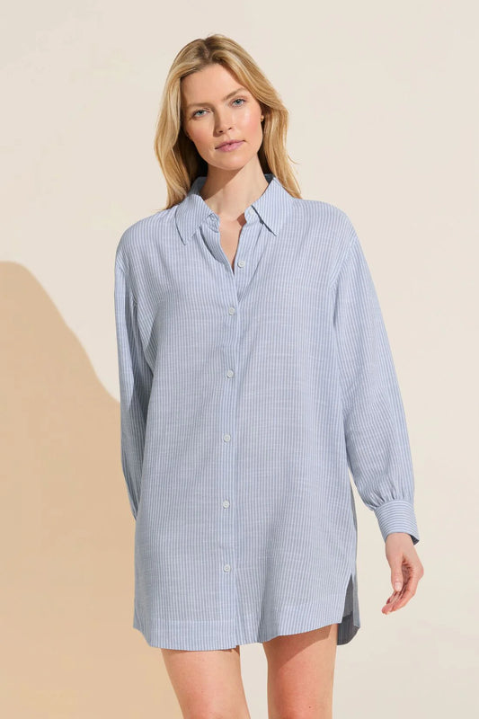 Eberjey - Nautico Sleep Shirt in Wedgewood Blue/White, available at LaSource in Darien