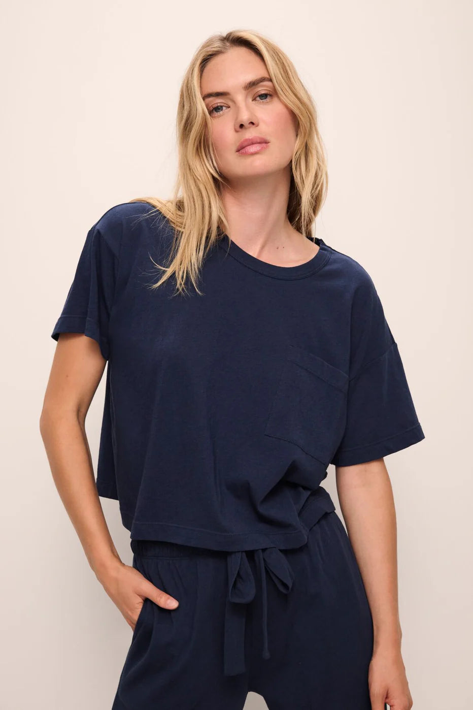 Eberjey - Aloe Cotton Short Sleeve Tee in Navy, available at LaSource in Darien