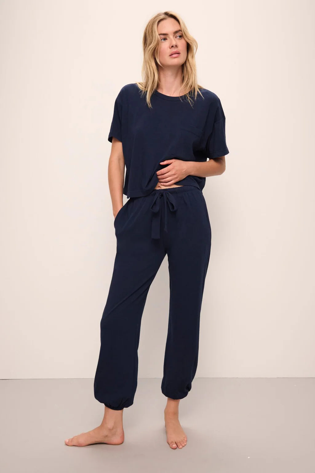 Eberjey - Aloe Cotton Pant in Navy, available at LaSource in Darien