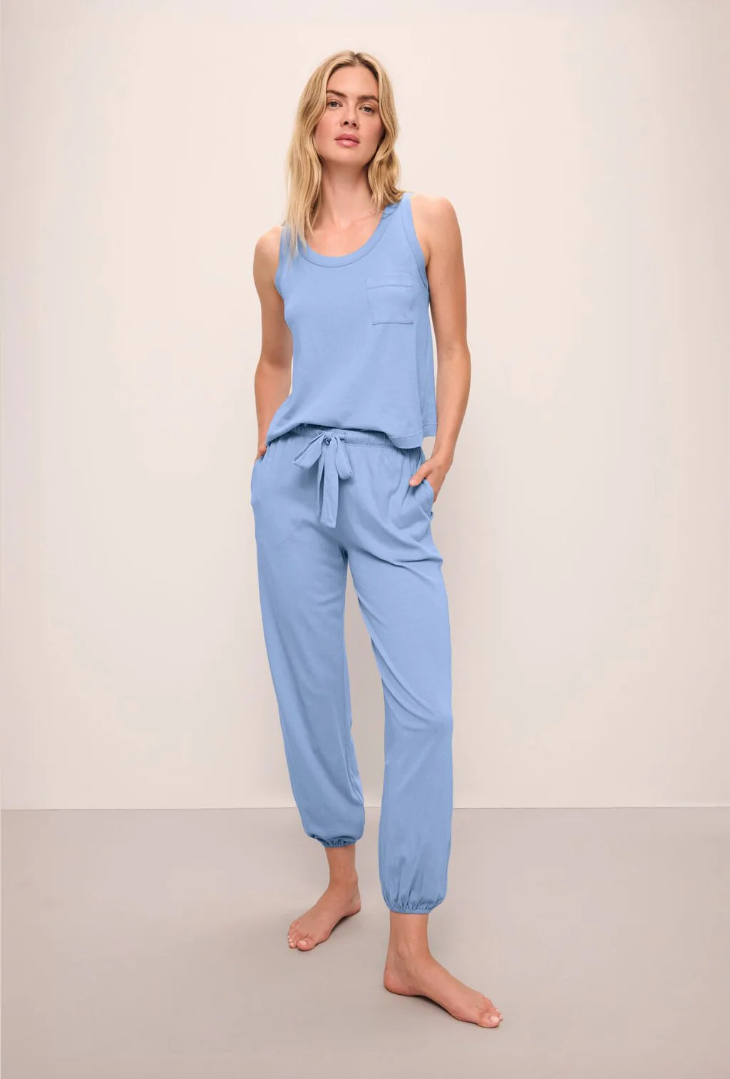 Eberjey - Aloe Cotton Pant in Wedgewood Blue, available at LaSource in Darien