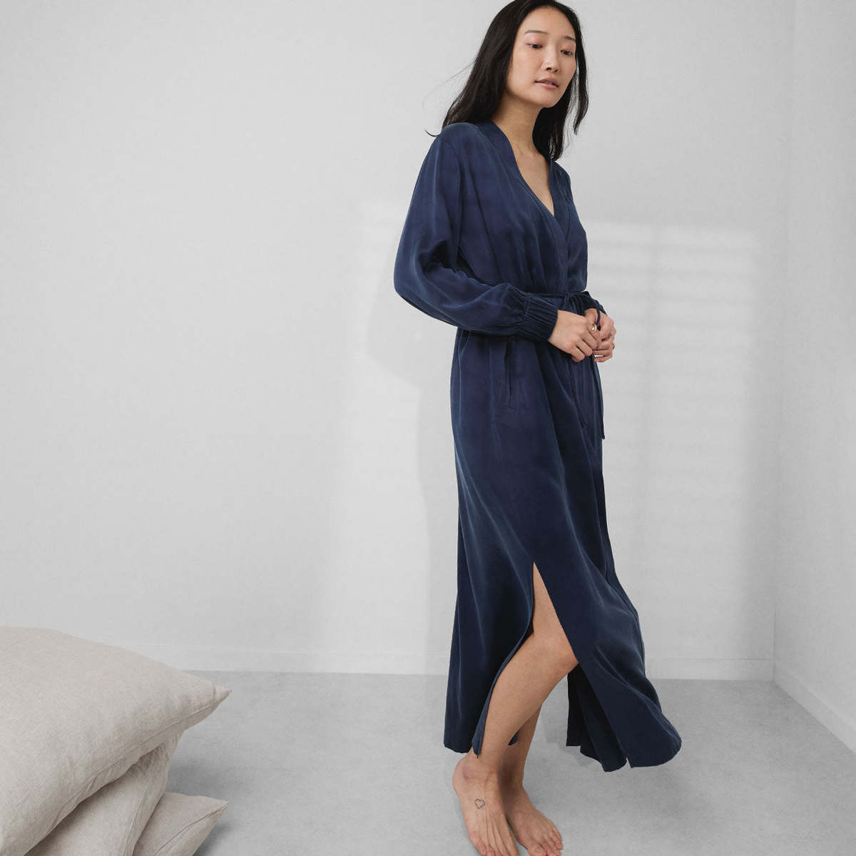 Washable Silk Long Robe