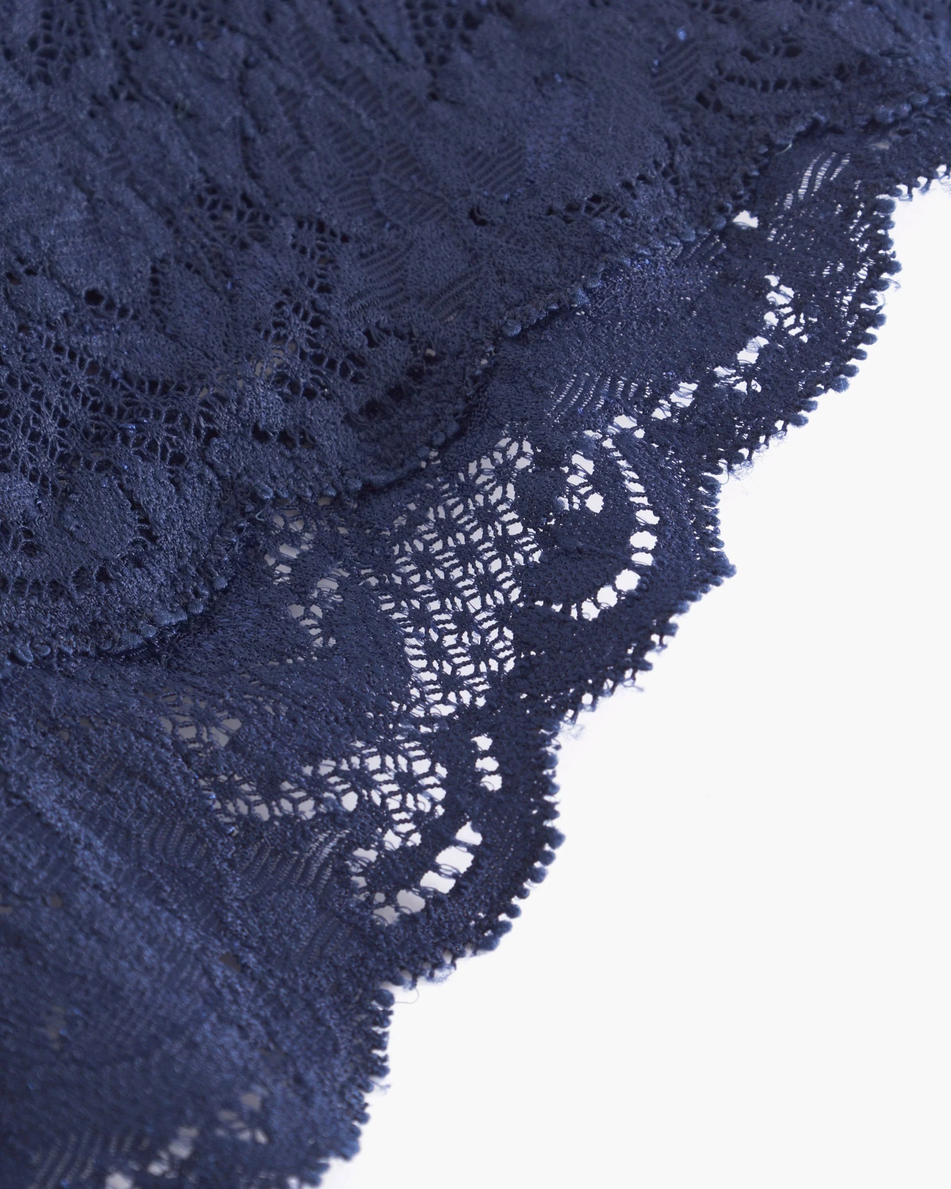 Navy Lace fabric up close