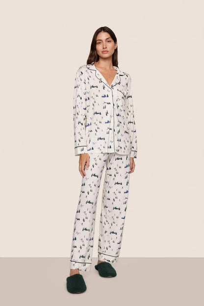Gisele Printed Long PJ Set w/ Ribbon
