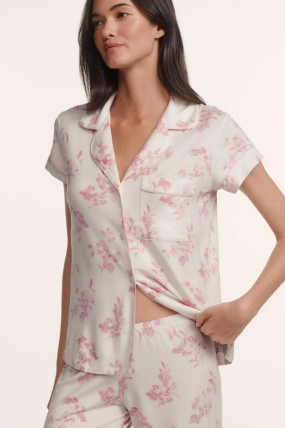 Gisele Printed Short Sleeve Cropped PJ Set