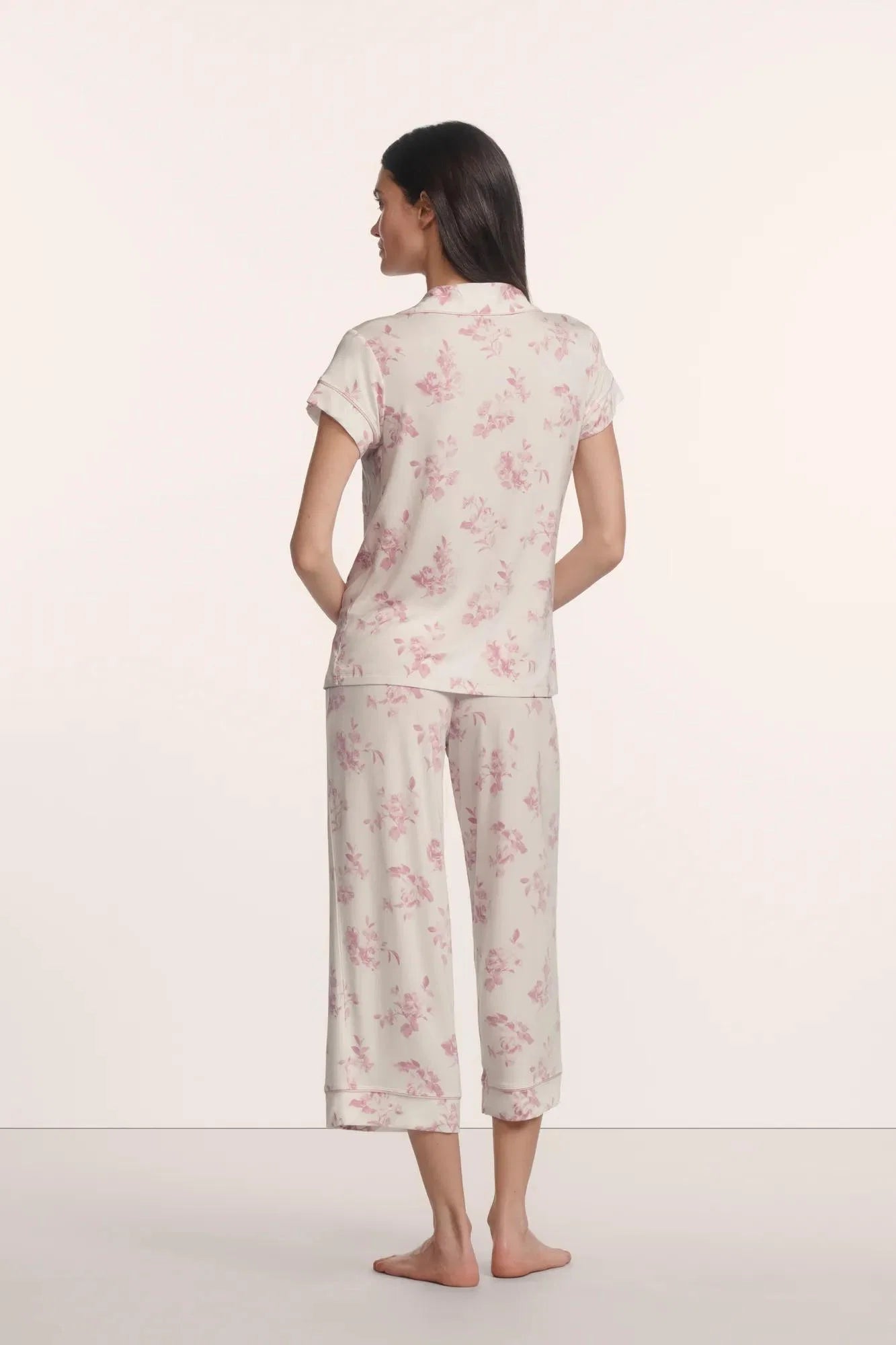 Gisele Printed Short Sleeve Cropped PJ Set