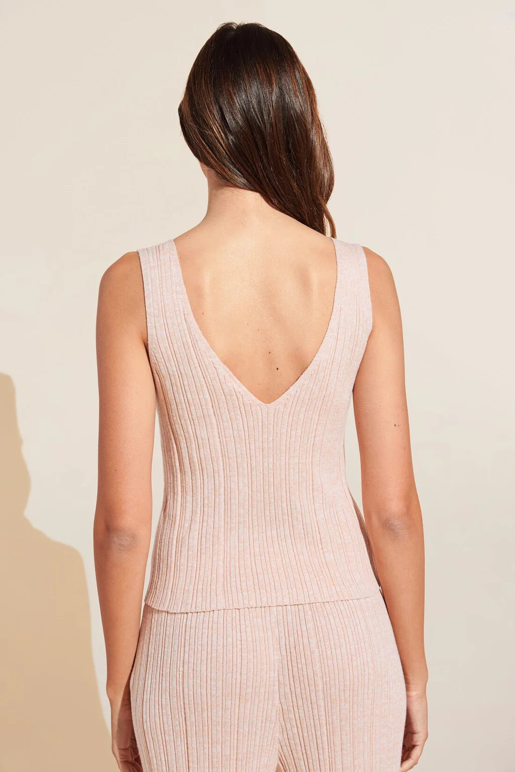 Eberjey - Infinite Organic Cotton Blend Sweater Rib V-Neck Tank in Peach Parfait, available at LaSource in Darien.