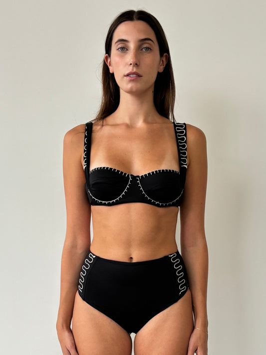 Carmel Bikini Bottom in Black Cream