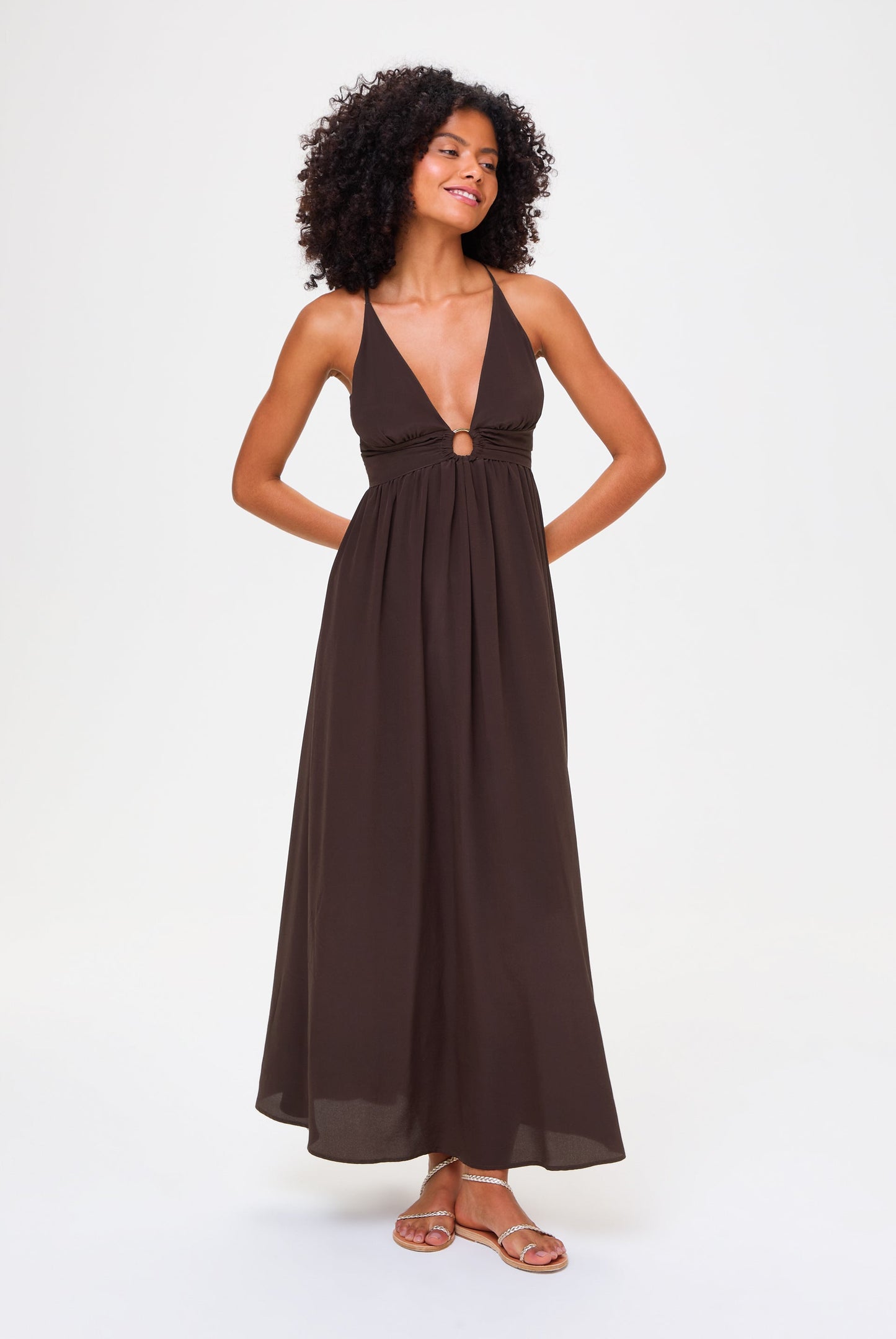 Coco Palm Silk Maxi Dress