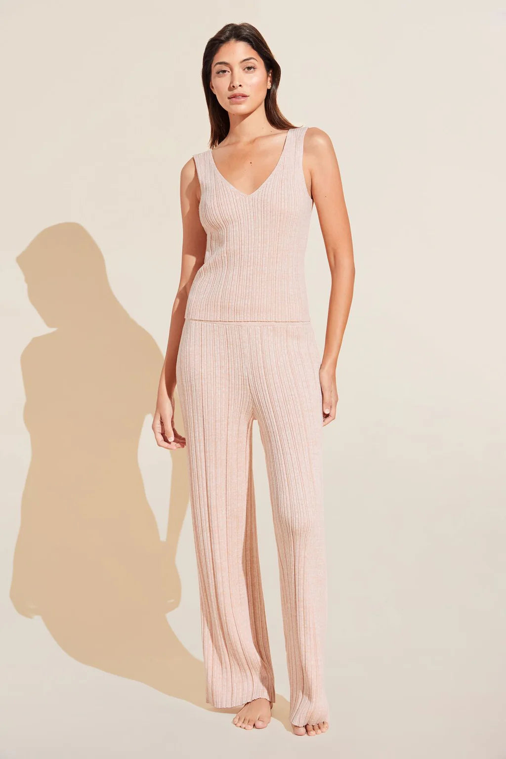  Eberjey - Infinite Sweater Rib Straight Leg Pant in Peach Parfait, available at LaSource in Darien.