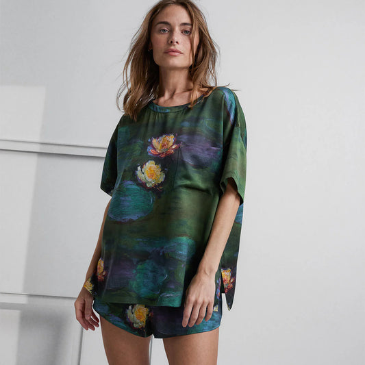 Washable Silk Tee Short Set