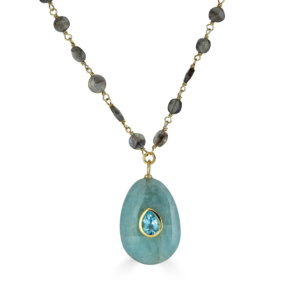 Labradorite and Aquamarine Pendant Necklace