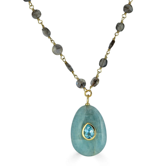 Labradorite and Aquamarine Pendant Necklace